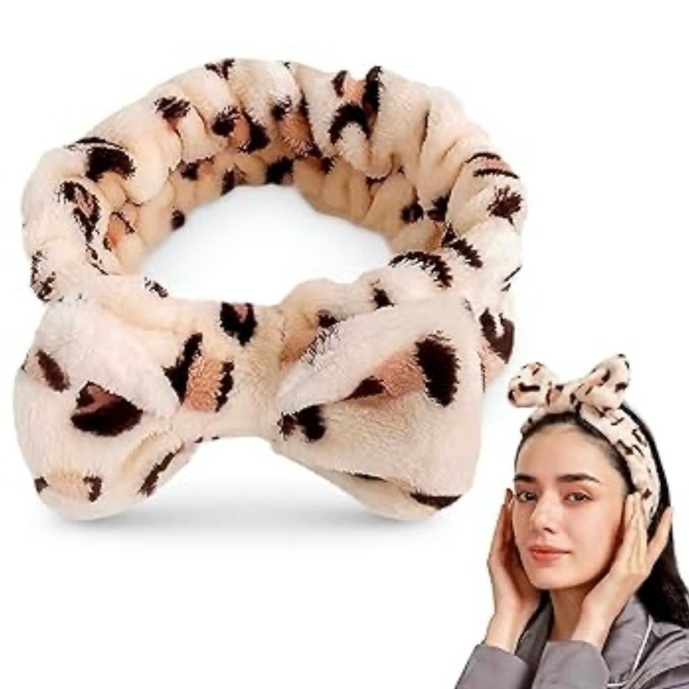 Pack of 2. Pink & Cream Bow Headbands for makeup, getting ready. 10 colors avail